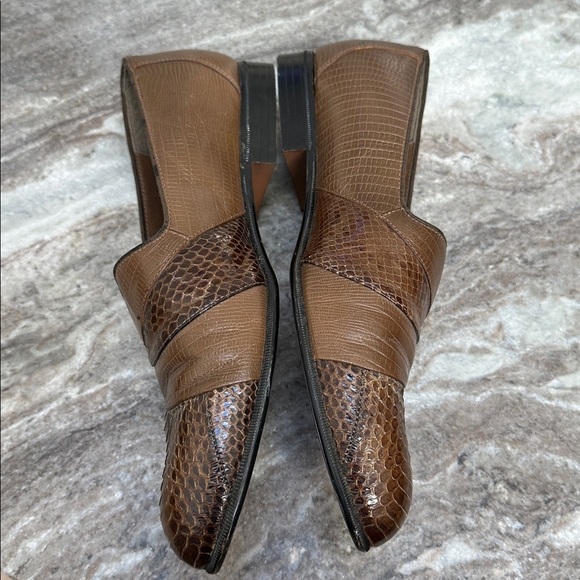 STACY ADAMS Men Brown Snake Leather Dress Loafer Slip On Shoe Sz 12 M main image 5